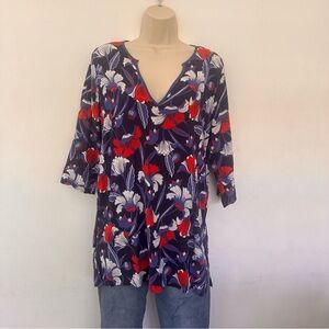 J. Crew Blue and Red floral Tunic cover-up Size Small